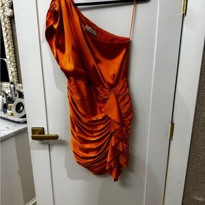 Greylin Orange One-Shoulder Dress
